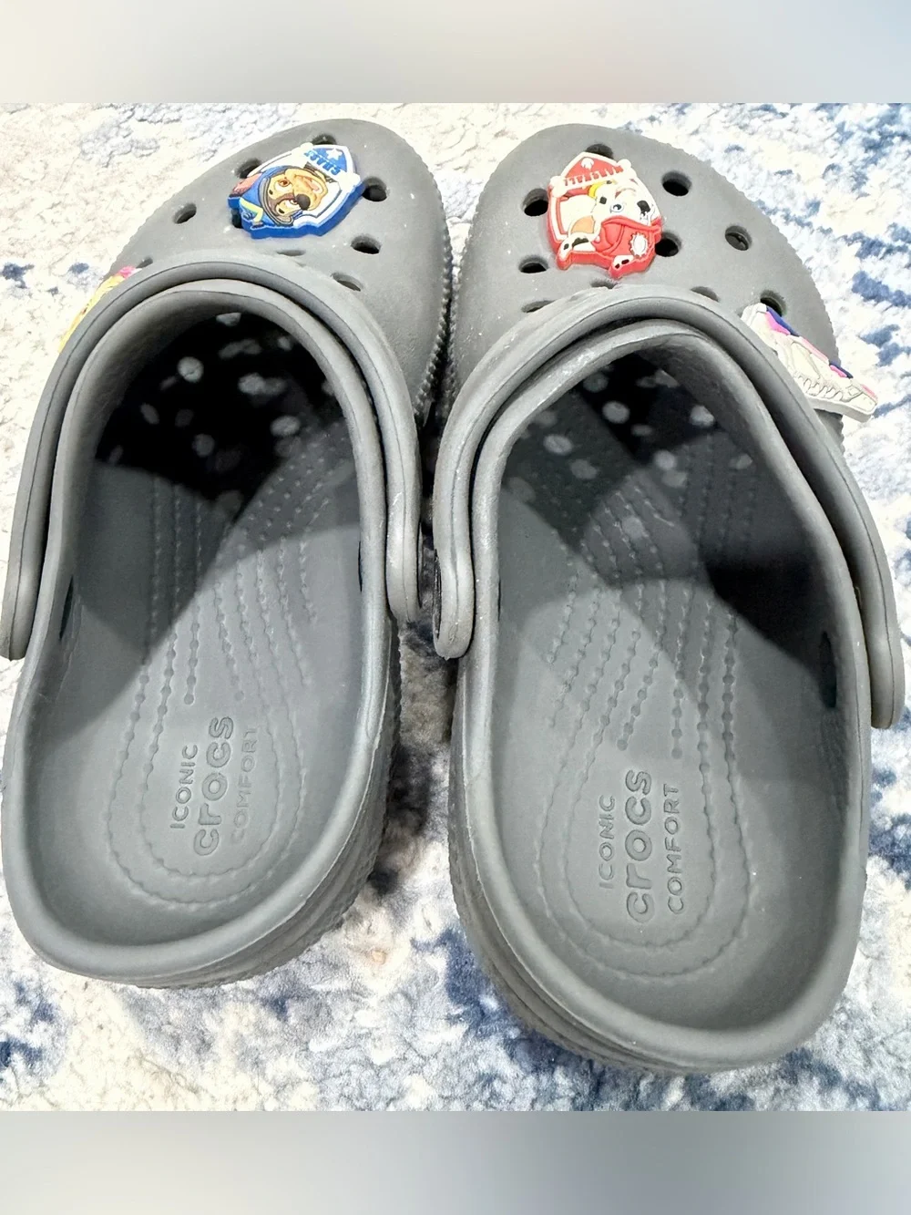 CROCS Kids Gray Clogs with Paw Patrol Jibbitz Charms